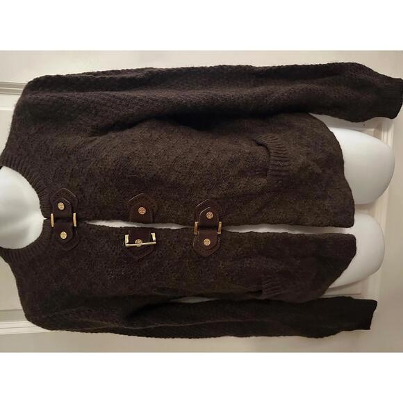 Tory Burch Brown Wool Toggle Cardigan Sweater M - Picture 2 of 7